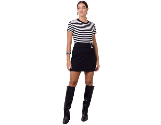 BLUSA RIBANA LISTRADA SEIKI 631564 - Preto e branco
