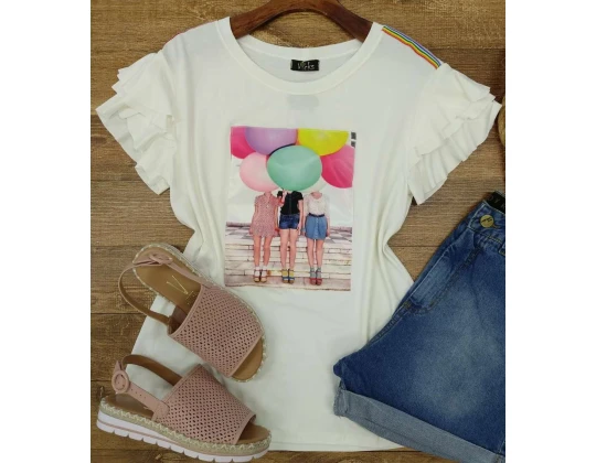BLUSA T-SHIRT BALÕES VICKS 1824 - Off white