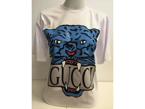 BLUSA T-SHIRT ESTAMPADA ONÇA - Azul