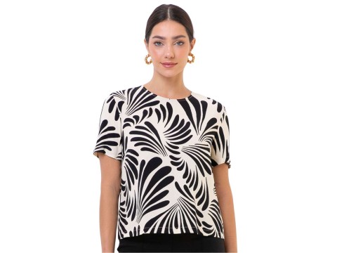 BLUSA VISCOCREPE SEIKI 720545 - Preto
