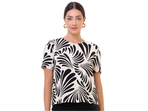 BLUSA VISCOCREPE SEIKI 720545 - Preto