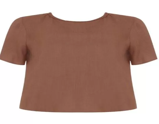 BLUSA VISCOSE C/ELASTANO DET.TRANÇA SEIKI 421121 - Marrom