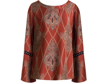 BLUSA VISCOSE MANGA AMPLA REBITES NITROGEN 320591 - Laranja