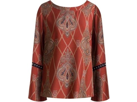 BLUSA VISCOSE MANGA AMPLA REBITES NITROGEN 320591 - Laranja