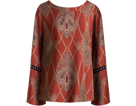 BLUSA VISCOSE MANGA AMPLA REBITES NITROGEN 320591 - Laranja
