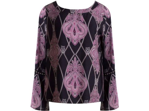 BLUSA VISCOSE MANGA AMPLA REBITES NITROGEN 320591 - Preto