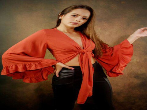 BLUSA VISCOSE MANGA FLARE BABADO LUCY - Marrom