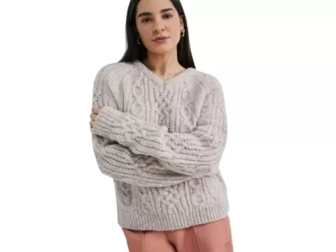 BLUSÃO DECOTE V ALONGADA HERING K5HM - Rosa claro