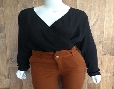BODY FEMININO EM CREPE ANGEL 270058 - Preto