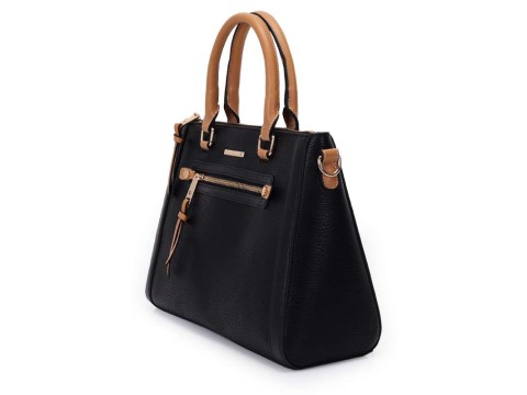 BOLSA SATCHEL GRANDE COM ZIPER FRONTAL WJ 45967 - Preto