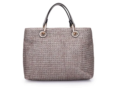 BOLSA SATCHEL GRANDE PALHA WJ 45991 - Prata velho