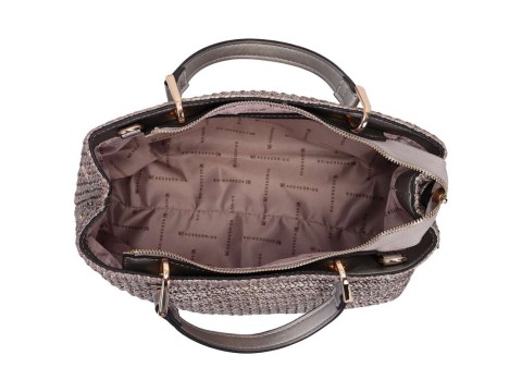 BOLSA SATCHEL GRANDE PALHA WJ 45991 - Prata velho