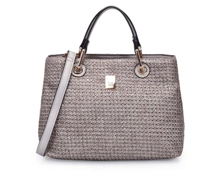 BOLSA SATCHEL GRANDE PALHA WJ 45991 - Prata velho