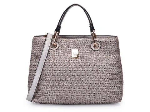 BOLSA SATCHEL GRANDE PALHA WJ 45991 - Prata velho