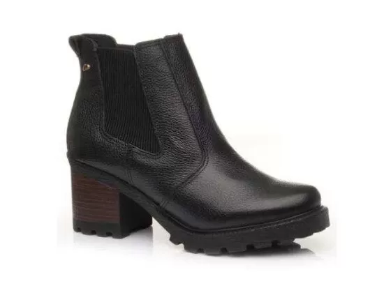 BOTA COTURNO EM COURO FEMININA PEGADA 281322 - Preto