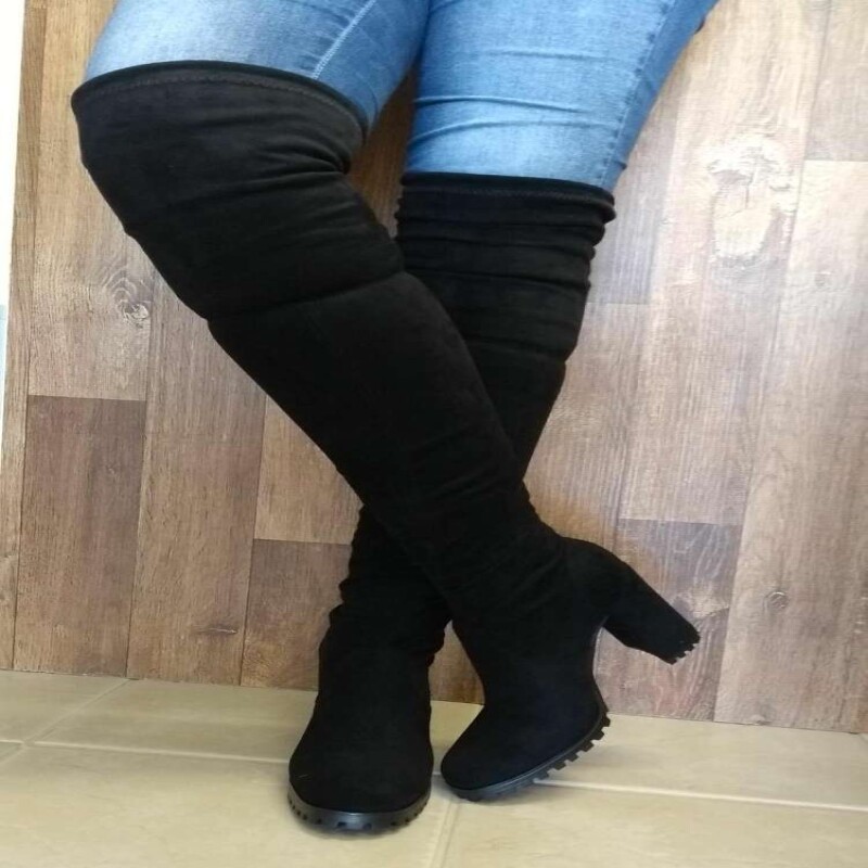 bota de camurça preta feminina