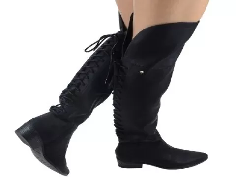 BOTA OVER THE KNEE CRAVO E CANELA 143906 - Preto