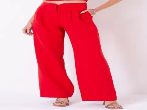 CALÇA ALFAIATARIA PREGAS NA FRENTE SEIKI 350718 - Vermelho