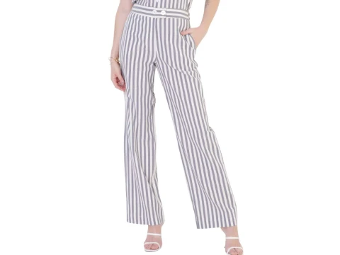 CALÇA ALGODÃO LISTRADO CÓS COSTAS SEIKI 550323 - Azul