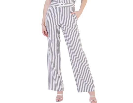 CALÇA ALGODÃO LISTRADO CÓS COSTAS SEIKI 550323 - Azul