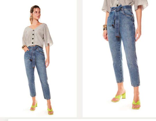 CALÇA MOM COM FAIXA MARIA VALENTINA 203864 - Jeans