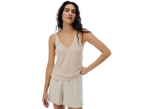 CALÇA BÁSICA FEMININA SLOUCHY LINHO HERING K4R4 - Bege