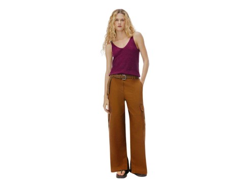 CALÇA BÁSICA FEMININA SLOUCHY LINHO HERING K4R4 - Roxo