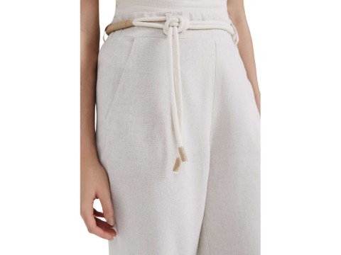 CALÇA EM LINHO FEM HERING H9P6 - Bege