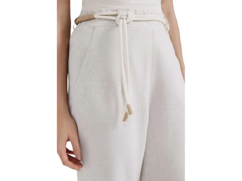 CALÇA EM LINHO FEM HERING H9P6 - Bege