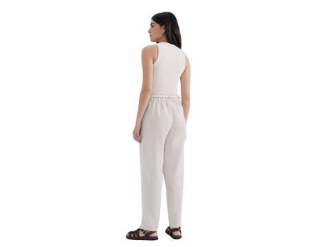 CALÇA EM LINHO FEM HERING H9P6 - Bege