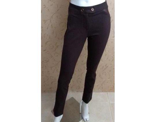 CALÇA FEMININA COM DETALHE EM COURO SEIKI 250730 - Marrom