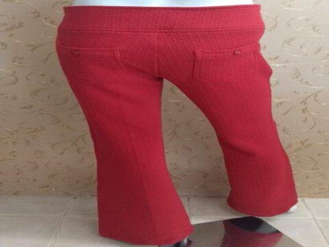 CALÇA FLARE COM TECIDO TEXTURIZADO SEIKI 250815 - Vermelho