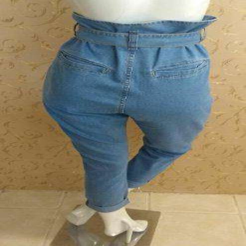 calça jeans cintura alta clochard