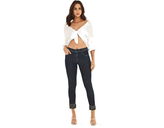 CALÇA JEANS SKINNY COS MEDIO MORENA ROSA 205118 - Jeans escuro