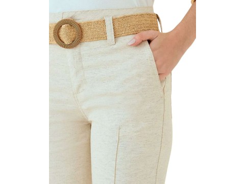 CALÇA MOM FIT COM ALTO MARIA VALENTINA 04065 - Cru