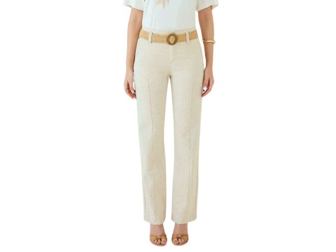 CALÇA MOM FIT COM ALTO MARIA VALENTINA 04065 - Cru