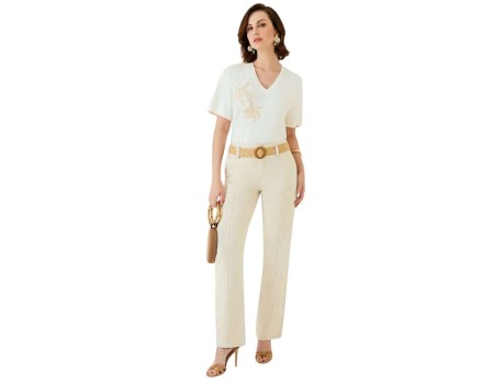 CALÇA MOM FIT COM ALTO MARIA VALENTINA 04065 - Cru