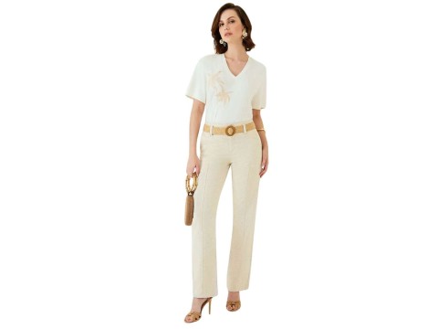 CALÇA MOM FIT COM ALTO MARIA VALENTINA 04065 - Cru