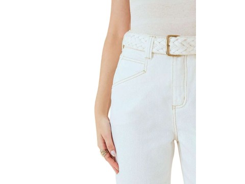 CALÇA MOM FIT COM ALTO MARIA VALENTINA 04065 - Off white