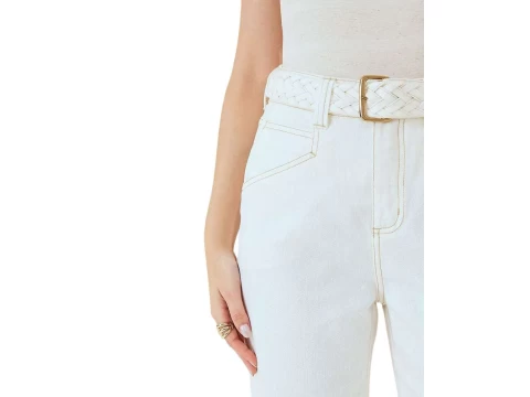 CALÇA MOM FIT COM ALTO MARIA VALENTINA 04065 - Off white