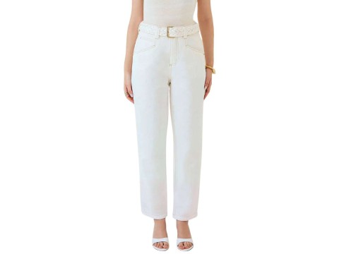 CALÇA MOM FIT COM ALTO MARIA VALENTINA 04065 - Off white