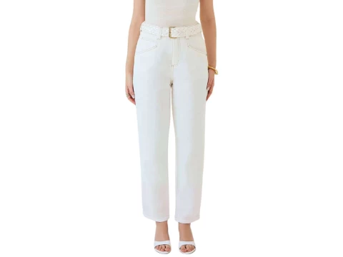 CALÇA MOM FIT COM ALTO MARIA VALENTINA 04065 - Off white