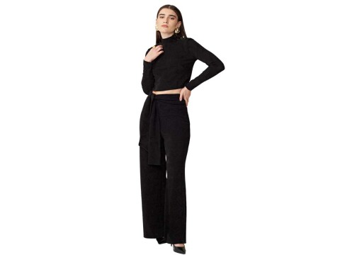 CALÇA PANTALONA C/ FAIXA MARIA VALENTINA 08393 - Preto