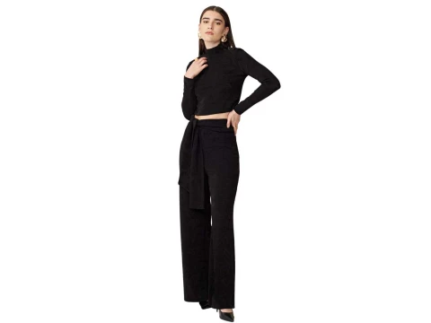 CALÇA PANTALONA C/ FAIXA MARIA VALENTINA 08393 - Preto