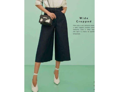 CALÇA WIDE CÓS ALTO BARRA REFILADA MORENA ROSA 203604