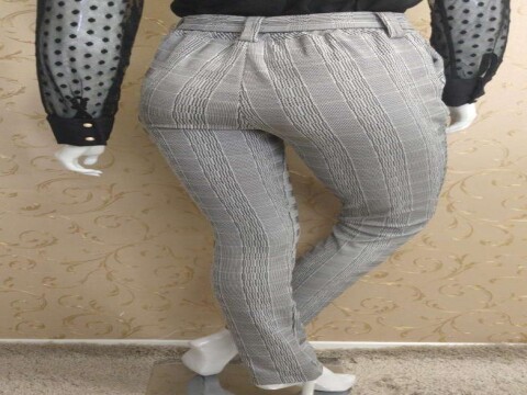 CALÇA XADREZ CÓS COM ELÁSTICO E CINTO - Cinza