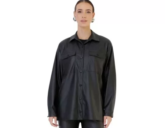 CAMISA COURO SINTÉTICO BOLSO FRENTE SEIKI 321233 - Preto