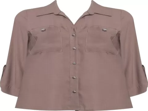 CAMISA CREPE MANGAS 3/4 C/MARTINGALE SEIKI 720207 - Caqui