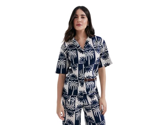 CAMISA FEM TEMA PRAIA HERING K5W6 - Marinho