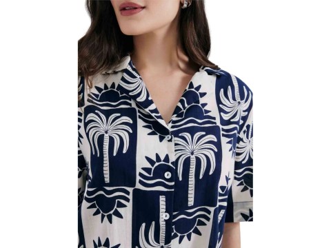 CAMISA FEM TEMA PRAIA HERING K5W6 - Marinho